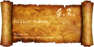 Gilicz Kabos névjegykártya